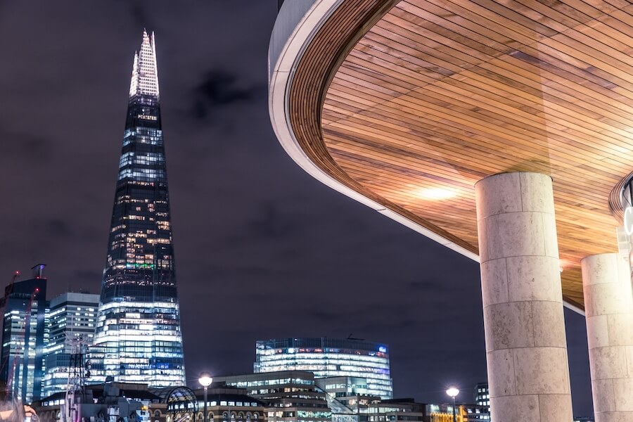 The Shard Stands Out in the Nighttime London Landscape